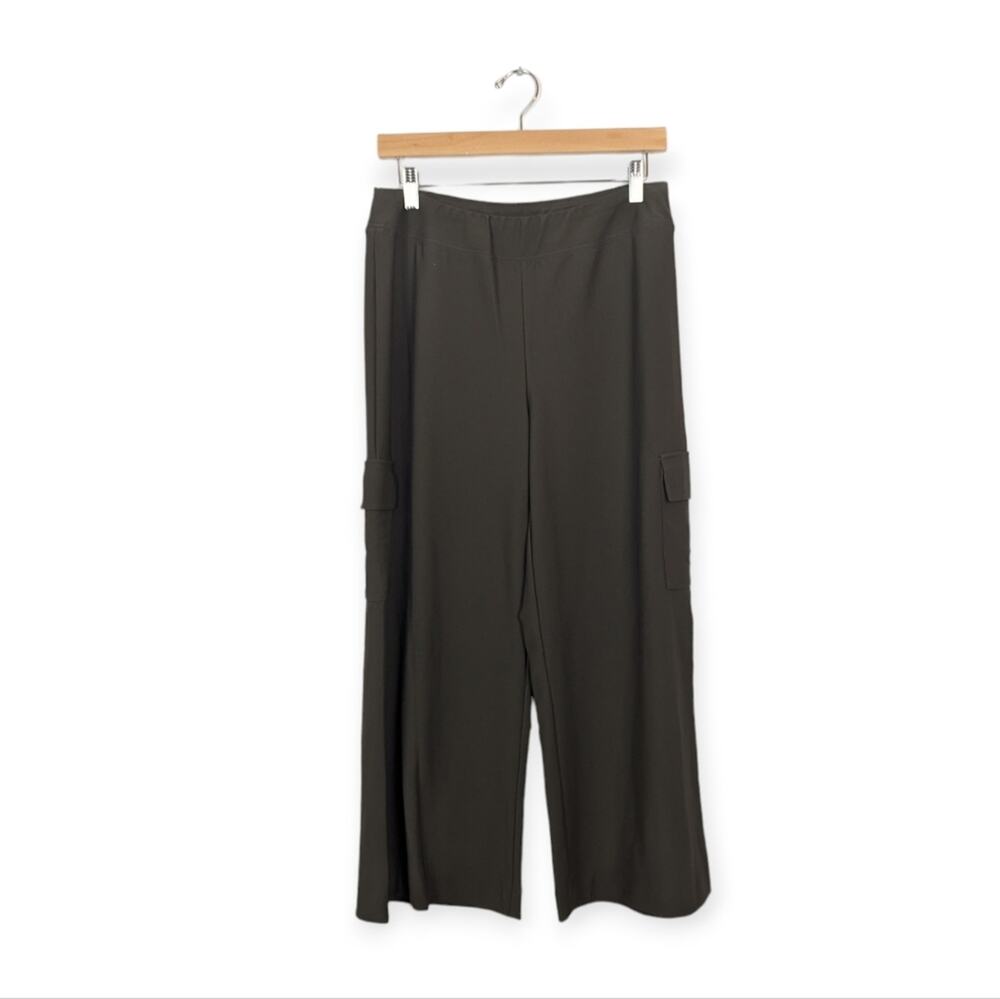 Boston Proper Cargo Pants M Olive Brown Wide Leg Cropped Utility Casual